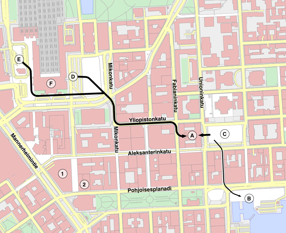 Street map of Helsinki